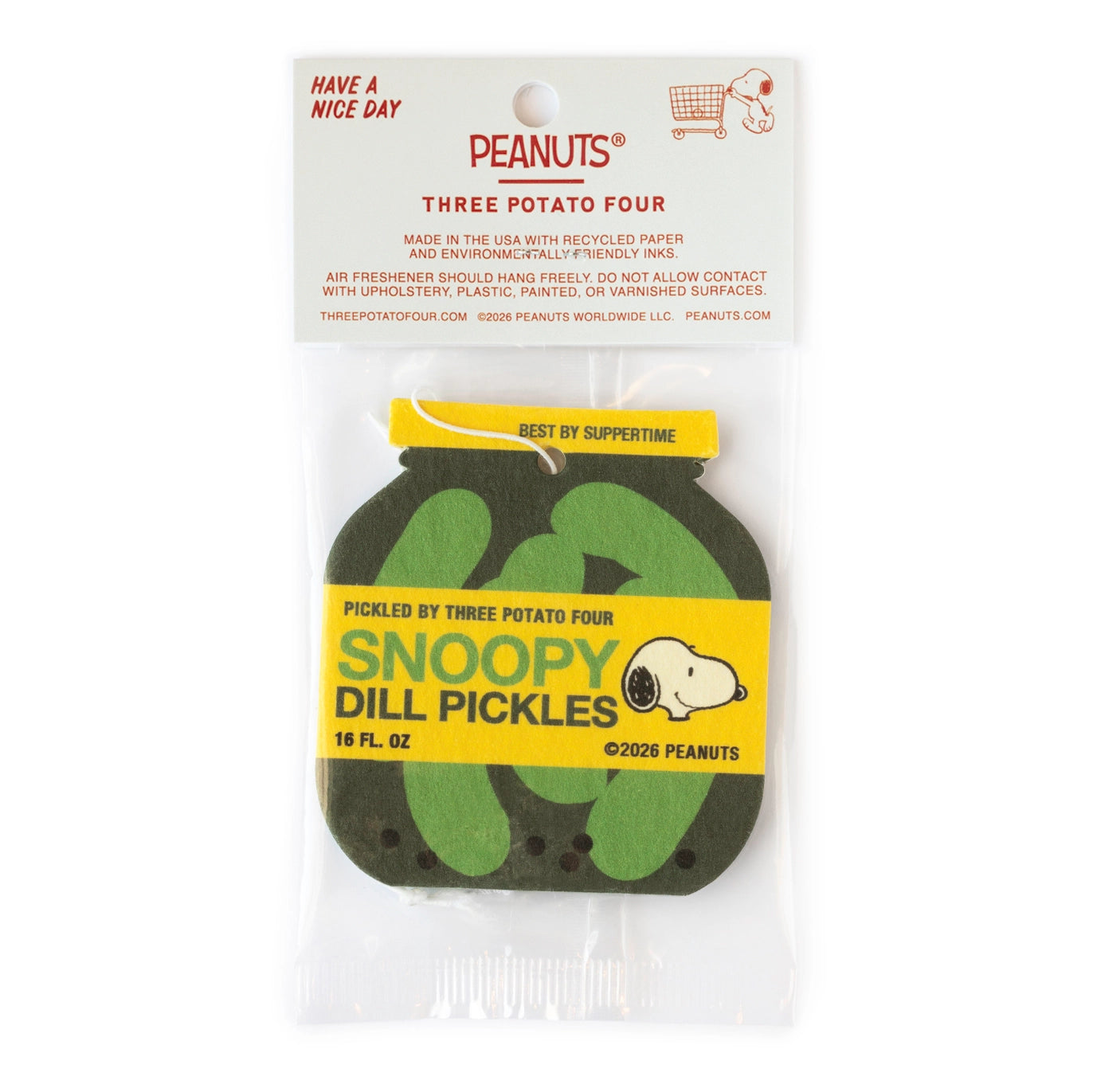 3P4 X Peanuts® Grocery - Snoopy Pickle Air Freshener Home & Car Card Air Freshener (Lemon))