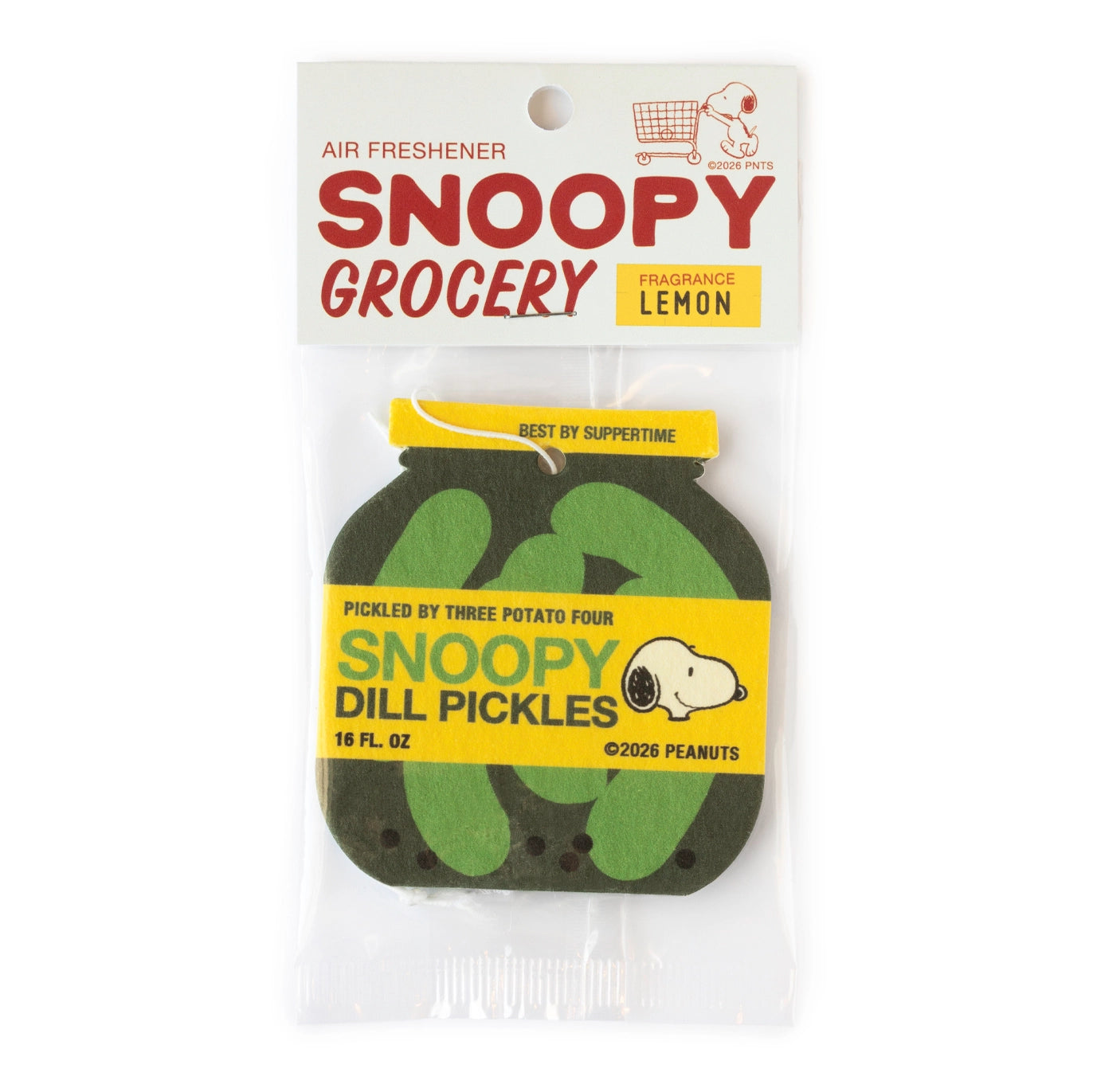 3P4 X Peanuts® Grocery - Snoopy Pickle Air Freshener Home & Car Card Air Freshener (Lemon))