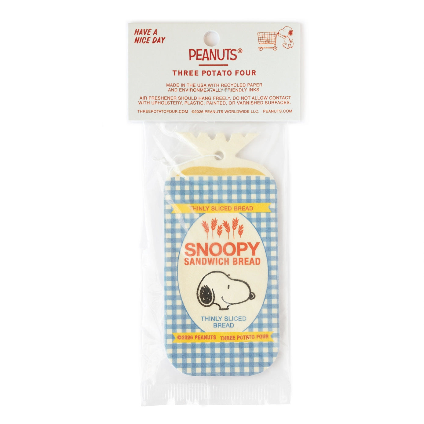 3P4 X Peanuts® Grocery - Snoopy Bread Air Freshener Home & Car Card Air Freshener (French Toast)