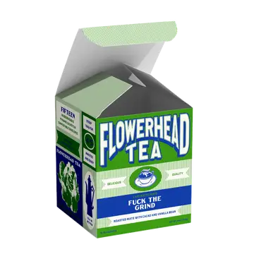 Flowerhead Tea Fuck the Grind Tea Bags – 15 Sachets | Roasted Yerba Mate, Cacao Shells, Cacao Nibs & Natural Vanilla Flavor