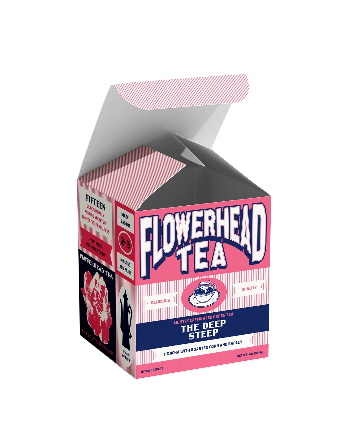 Flowerhead The Deep Steep Tea Bags – 15 Sachets | Hojicha, Barley, Roasted Corn