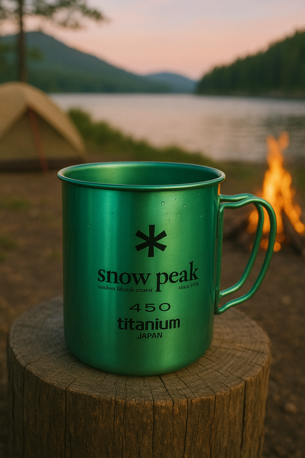 Snow Peak Ti-Single 450 Anodized Cup (Green)