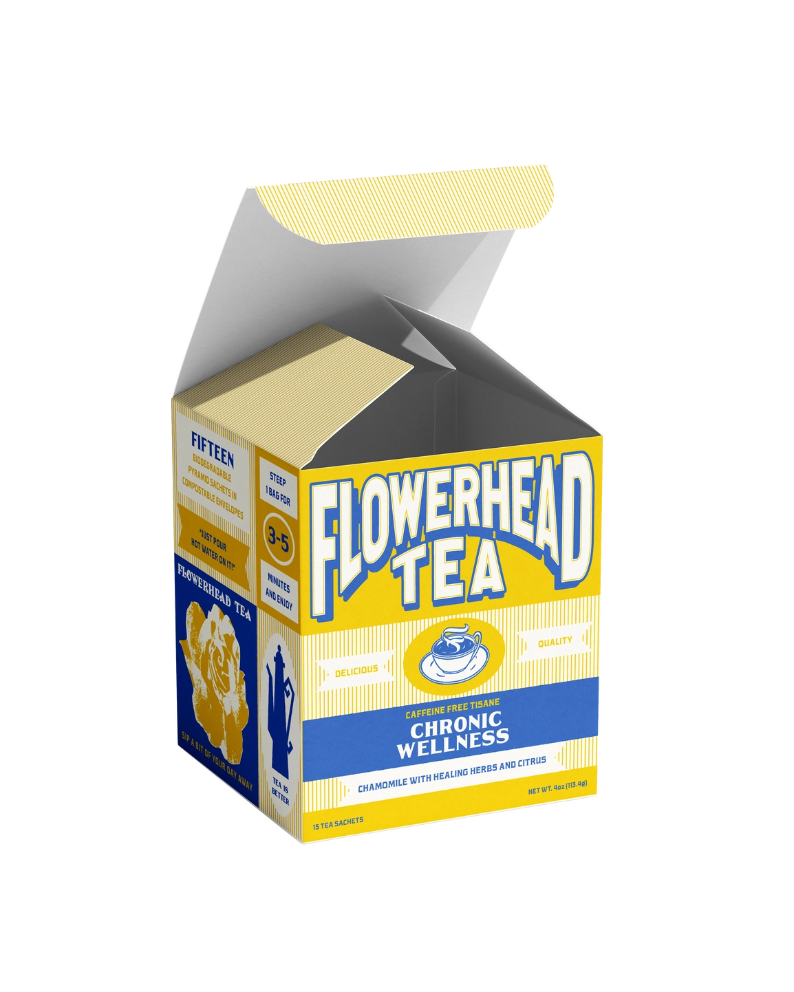 Flowerhead Chronic Wellness Tea Bags – 15 Sachets | Echinacea Purpurea, Lemon Peel, Chamomile, Lemon Balm, Orange Peel, Tulsi, Lemon Myrtle Flavor